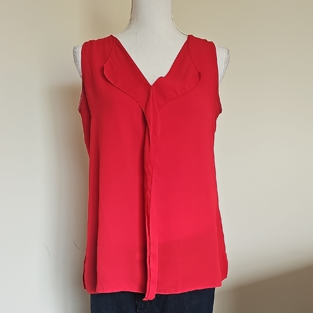 WHBM Red Sleeveless Blouse